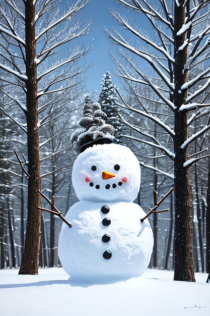 snowman with winter landscape