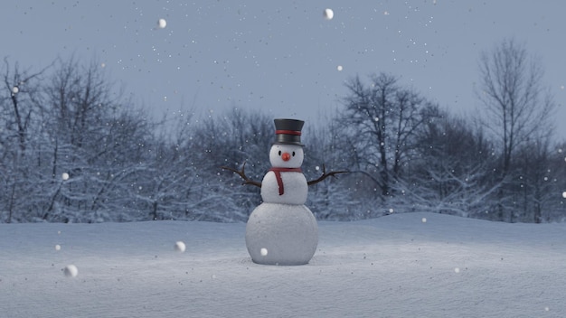 Snowmen with snowflakes and stars  Snowman   3d rendering