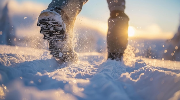 Snowshoeing in snow Generative AI