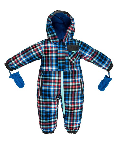 Foto snowsuit voor kinderen valt op een witte achtergrond