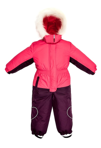 Snowsuit voor kinderen valt op een witte achtergrond