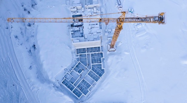 Snowy abandoned construction site