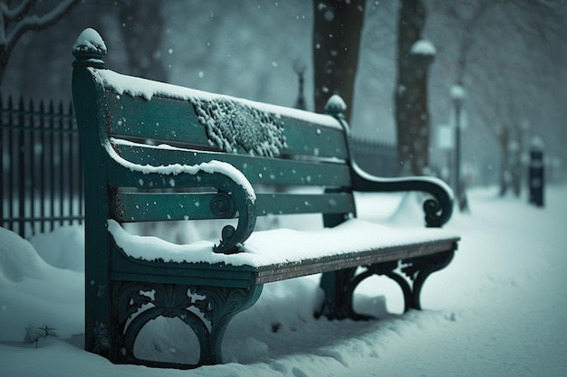 Snowy bench AI-generatie