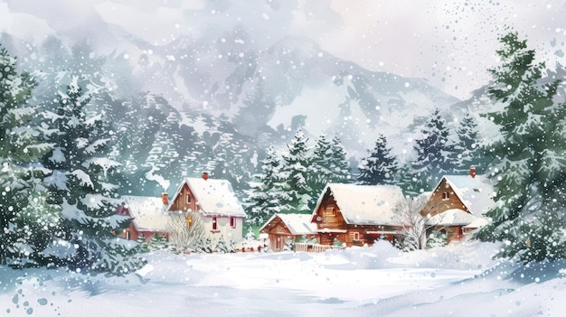 snowy cabin in woods