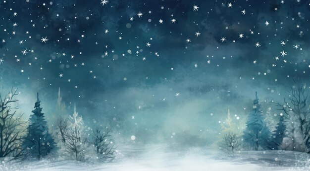 Snowy Christmas Forest Illustration AI GenerativexA