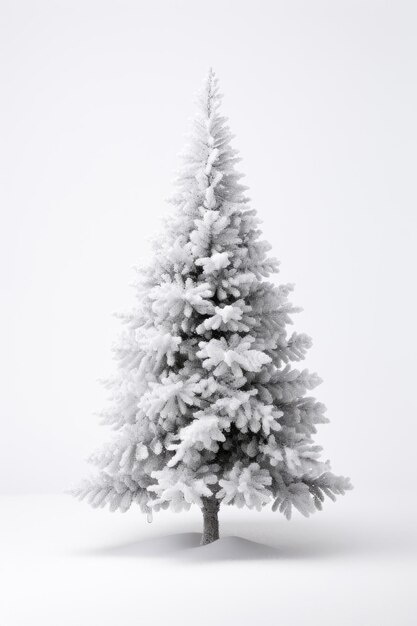 A snowy Christmas tree isolated on a white background