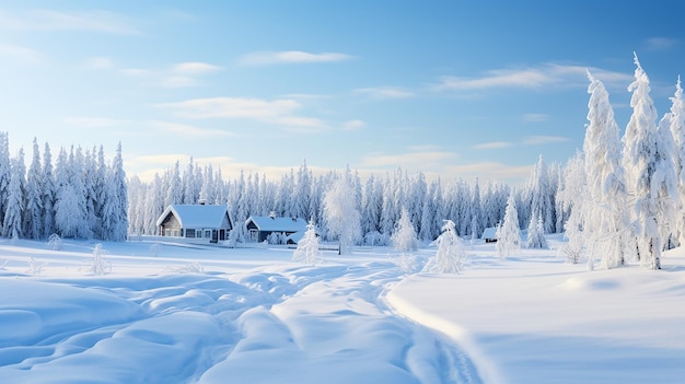 snowy countryside and forest in winter Rovaniemi