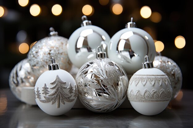 Photo snowy elegance monochrome ornaments xmas images