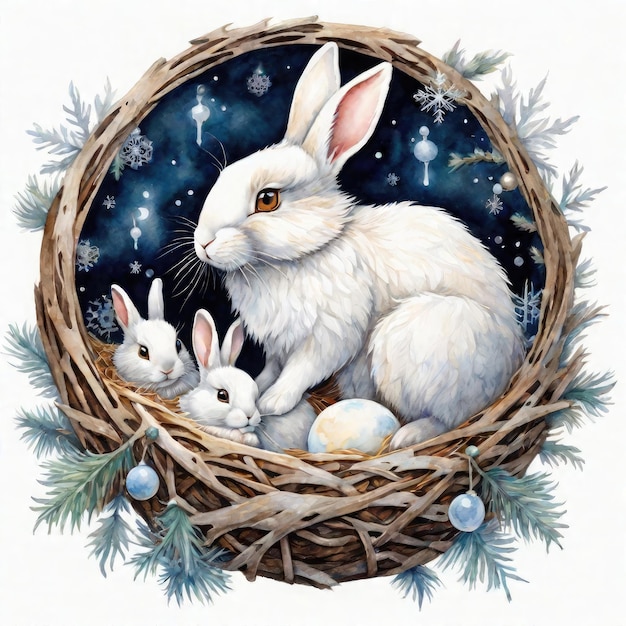 Snowy Hare Family