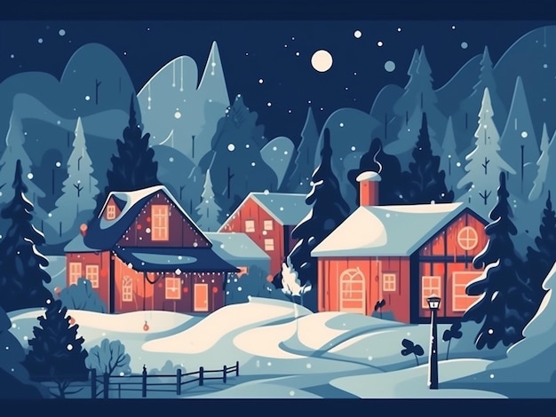 Photo snowy house shop before the new year winter high quality illustration ai generated