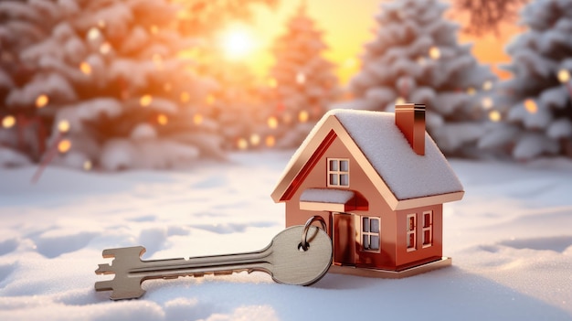 Snowy House with keys