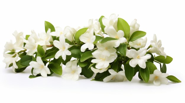 Snowy Jasmine Elegance on white background