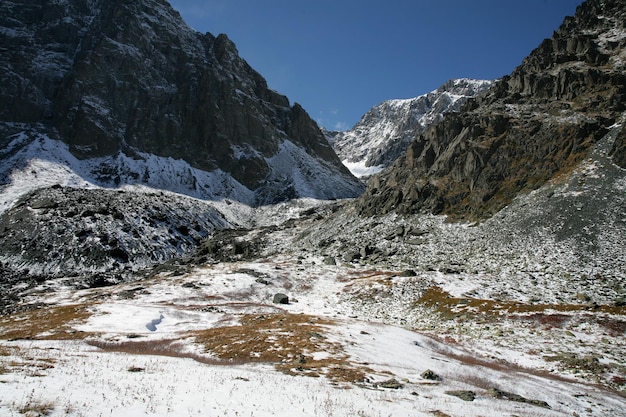 雪山渓谷岩場