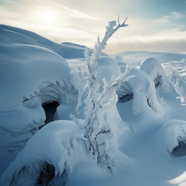 Snowy mountain lamdscape