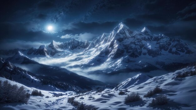 Snowy Mountain Night