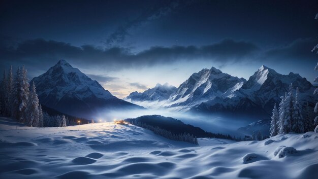 Snowy Mountain Night