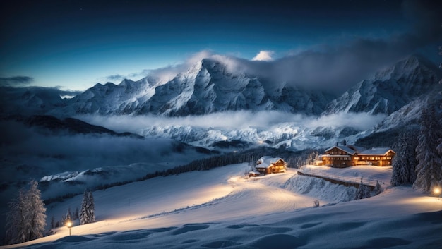 Snowy Mountain Night