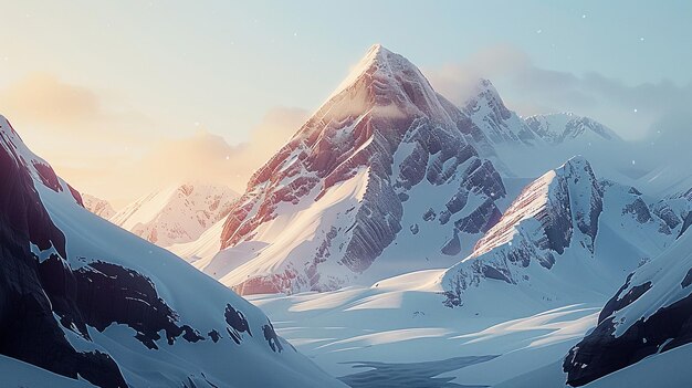 Photo snowy mountain peak nature beauty in winter ai generative