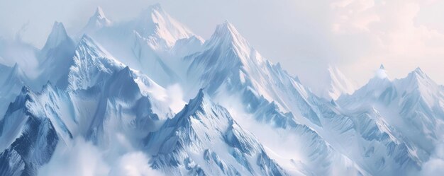 Snowy Mountain Range Painting