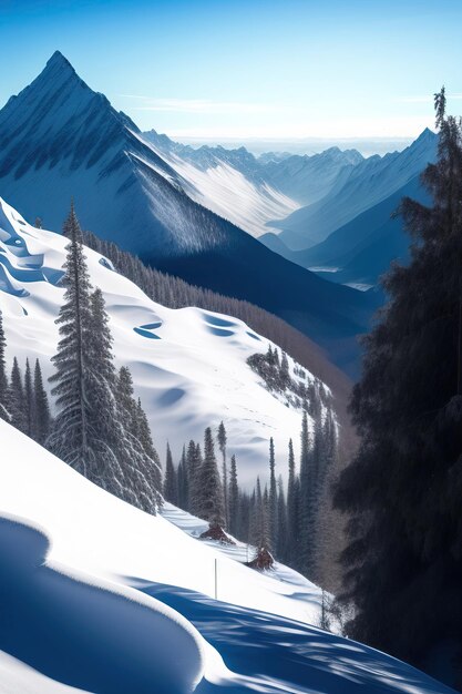 Snowy mountain top