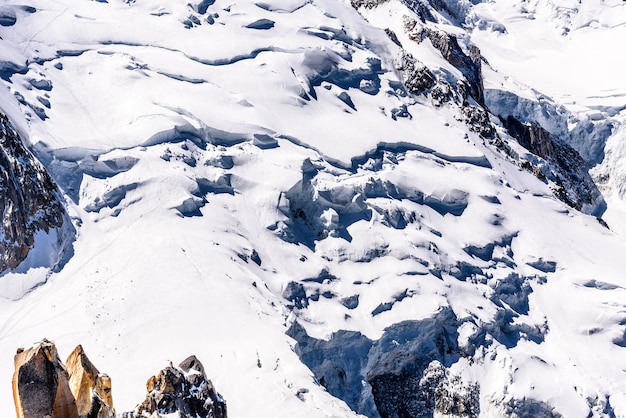 Snowy mountains Chamonix Mont Blanc HauteSavoie Alps France