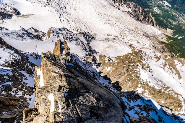 Snowy mountains Chamonix Mont Blanc HauteSavoie Alps France