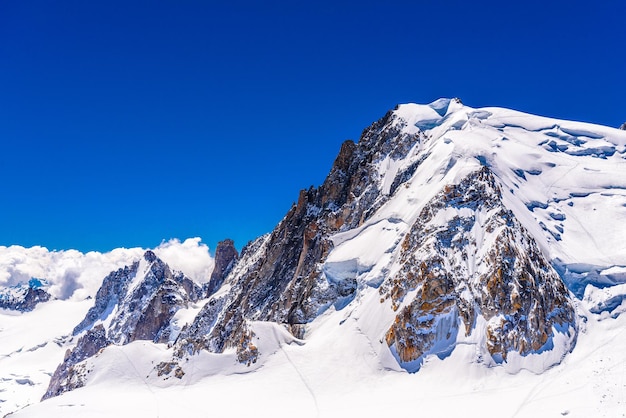 Snowy mountains Chamonix Mont Blanc HauteSavoie Alps France