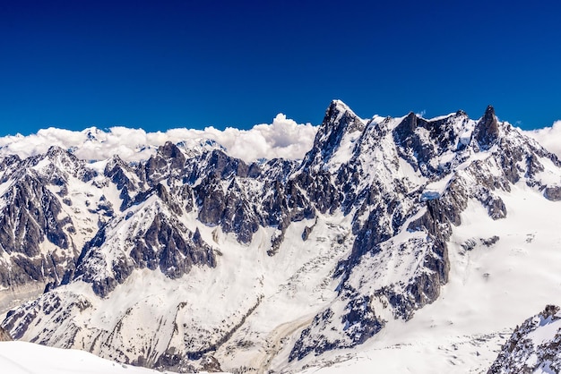 Snowy mountains Chamonix Mont Blanc HauteSavoie Alps France