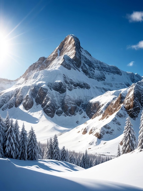 雪の山の風景