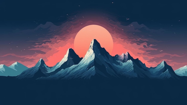 Snowy mountains in a minimalist style AI generated