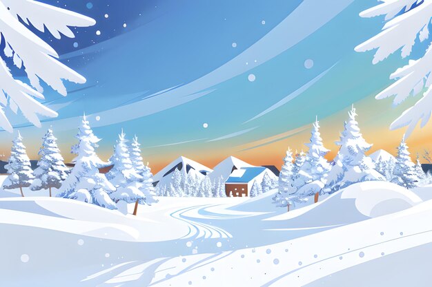 Snowy mountains with winter landscape