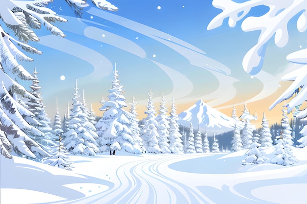 Фото Снежные горы с зимним пейзажем