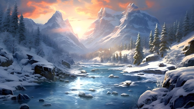 snowy mountains