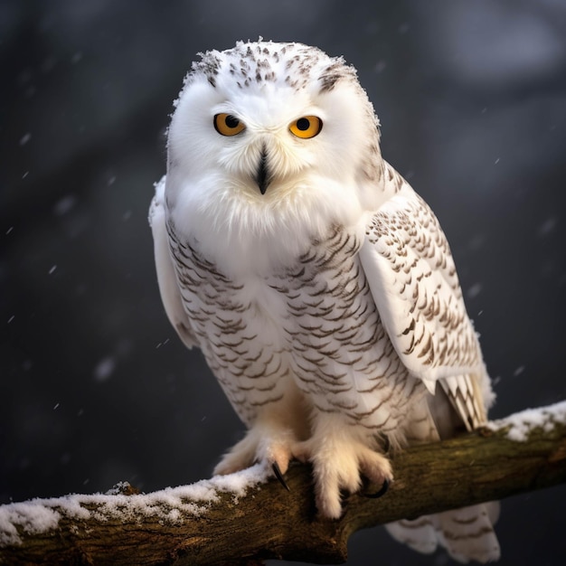 Snowy owl Bubo scandiacus in winter