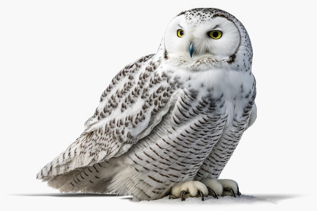 Snowy Owl Isolated on White