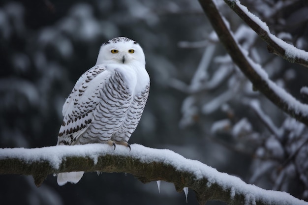 Photo snowy owl tree generate ai