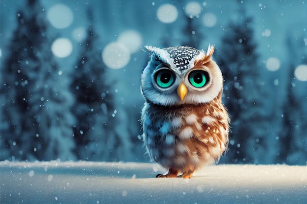 snowy owl in winter AI generative