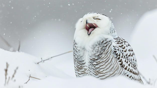 写真 雪の中に笑顔を浮かべる雪のオオカミ ジェネレーティブ・アイ