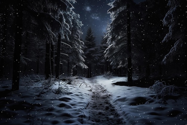 静かな森を通る雪の道 ジェネレーティブ・アイ