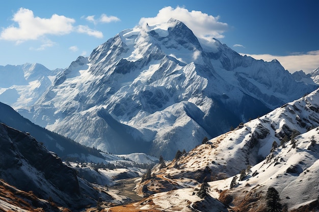 Snowy Peak Amidst a Sea of Majesty