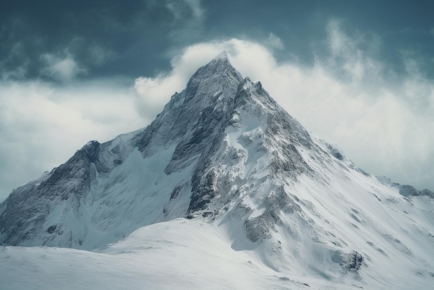 A snowy peak of a mountain