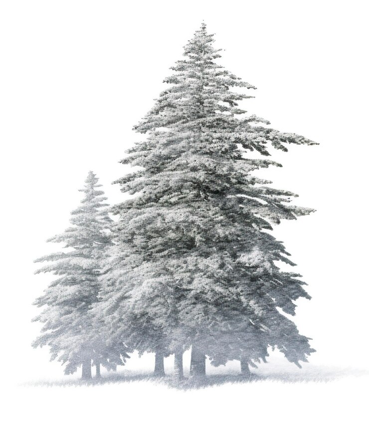 Photo snowy pine isolated on white or transparent background ai generated image