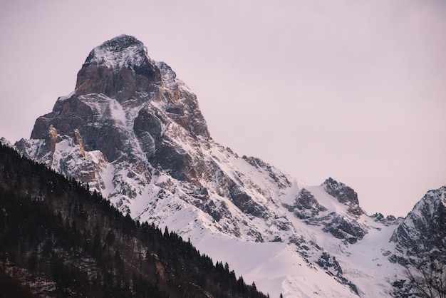 Snowy and rocky peak