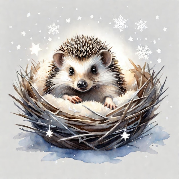 Snowy Sanctuary Hedgehog's Cozy Nest