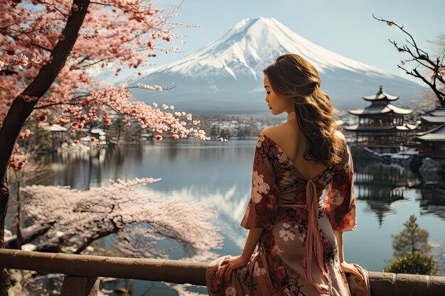 일본 의 후지 산 의 눈 인 풍경