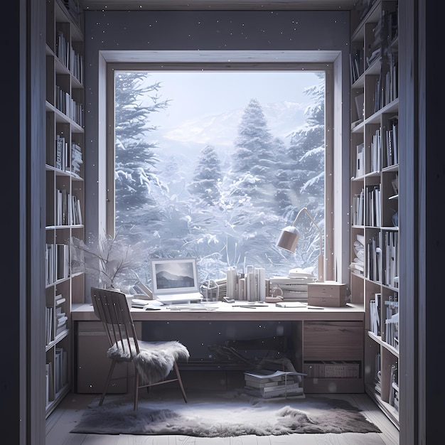 Snowy Scenic Home Office