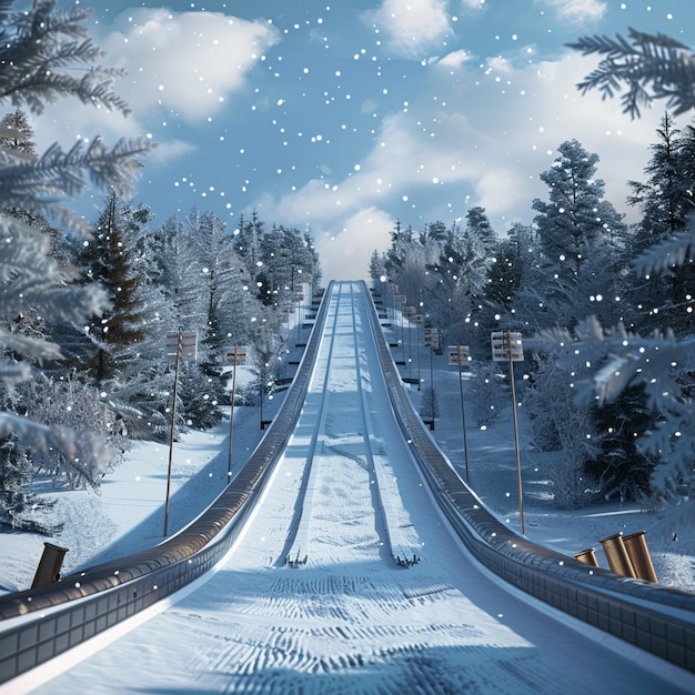 Snowy Ski Jumping Competition Painting