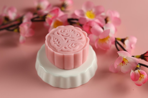 Foto snowy skin mooncakes traditioneel chinees medio herfstfestivalvoedsel