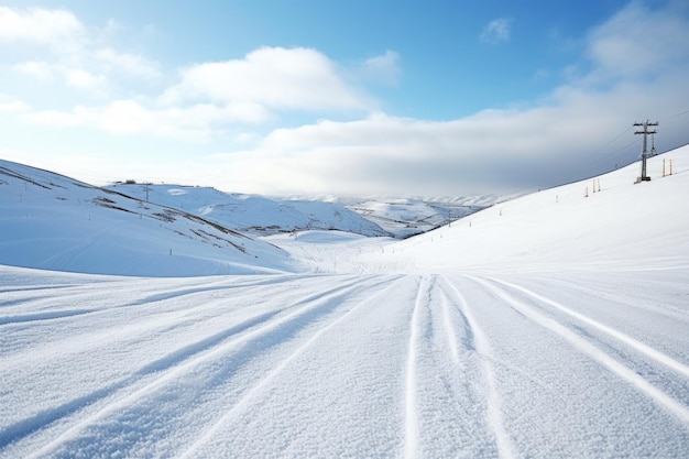 Фото Снежный склон, подготовленный к лыжным соревнованиям