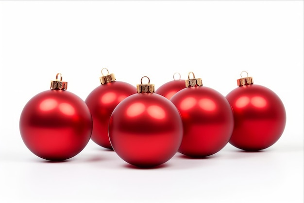 Snowy Splendor Festive Christmas Balls Gleaming against a Pristine White Background